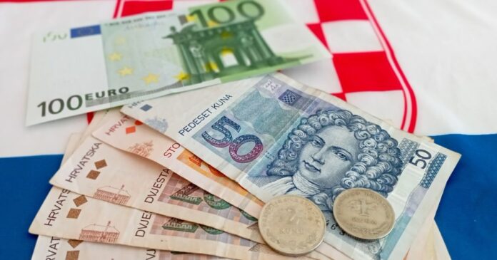 View,Of,Euro,And,Croatia,Bills,With,Croatian,Flag,In