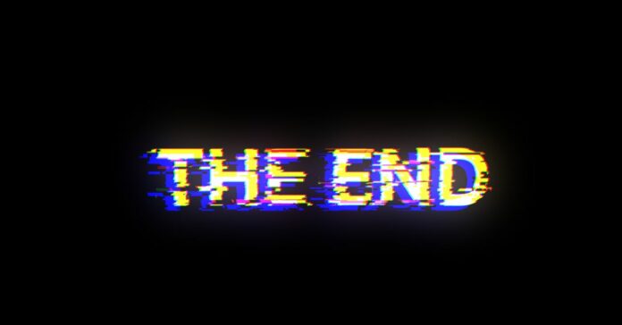 3d,Rendering,The,End,Text,With,Screen,Effects,Of,Technological kötelező akciózás vége