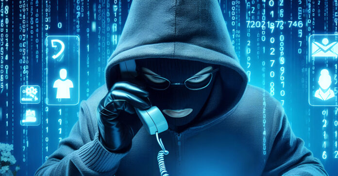 telefonos csaló, csuklyában