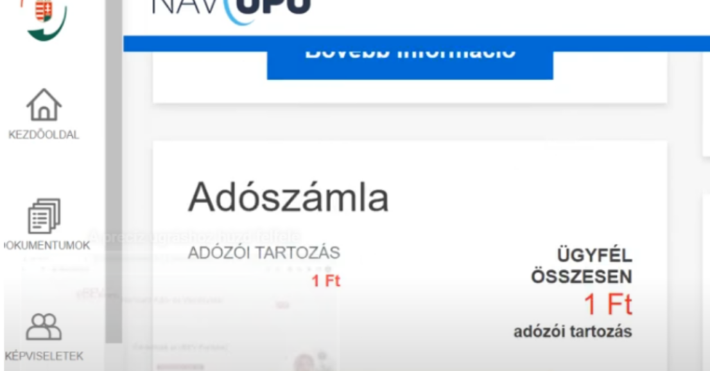 nav ügyfélportál adószámla lekérdezés nyitóoldal