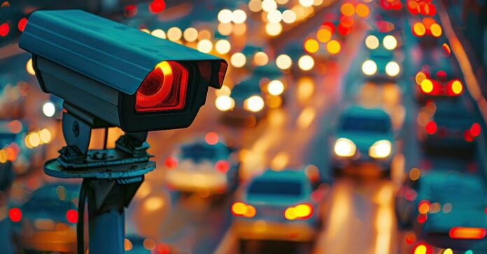 Traffipax egy forgalmas úton.