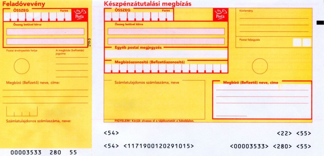 üres sárga csekk
