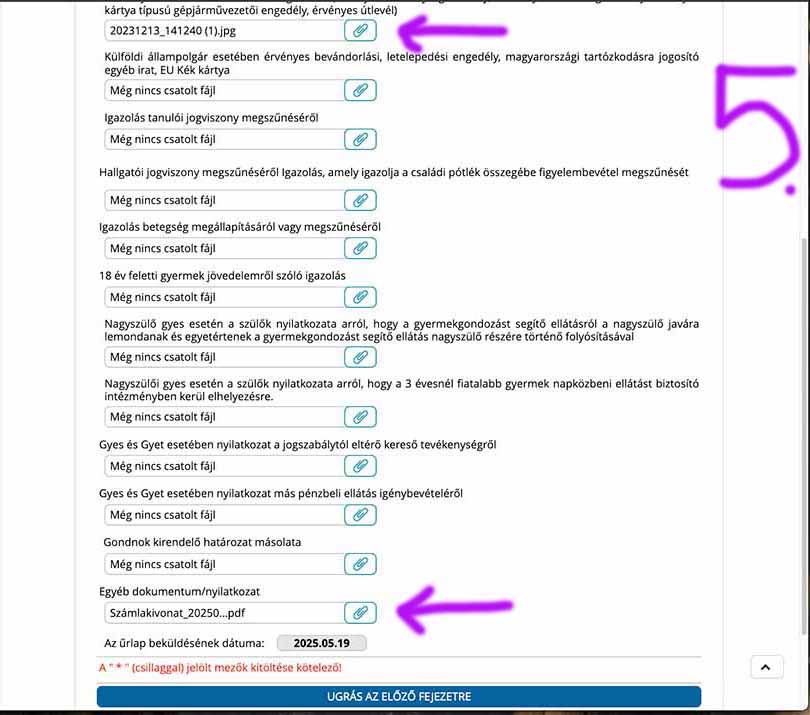 családi pótlék utalás számlaszám átírása 5. lépés