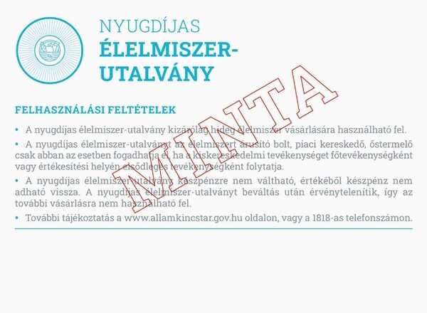 nyugdíjas élelmiszer-utalvány hátoldala