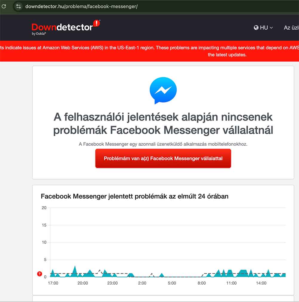 A Downdetector megmutatja, ha leállt a Messenger