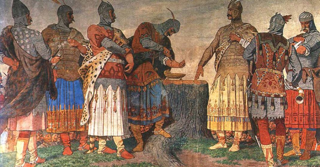 Székely Bertalan: Vérszerződés című képének részlete