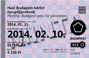 Havi Budapest-bérlet nyugdíjasoknak, minta