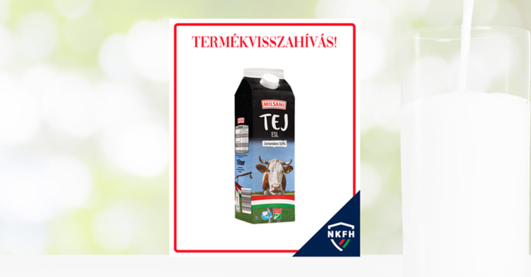 MILSANI ESL tej 3,5 % zsírtartalommal termékvisszahívás